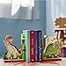 Fantasy Fields - Dinosaur Kingdom Thematic Set of 2 Wooden Bookends for Kids |  Imagination Inspiring  Hand Crafted & Hand Painted Details | Non-Toxic, Lead Free Water-based Paint