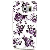 Shensee For Samsung Galaxy S6 Edge Retro Vintage Floral Rubber Soft TPU Case Cover (purple)