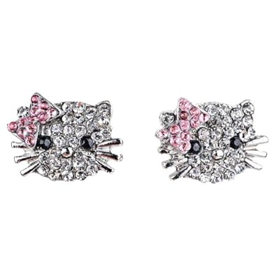 Cheap Girls Jewelry Silver Little Girls Stud Earrings - Jewelry for Girls Are Always Popular Gifts and Will Make Any Princesss Heart Beat Faster - This Cute Pair of Earrings Is Studded with Clear and Pink Rhinestones to Add Fashionable Bling to Little Girl Outfits For Sale