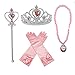 Orgrimmar Princess Dress Up Accessories Gloves Tiara Crown Wand Necklaces Presents for Kids Girls (Pink)