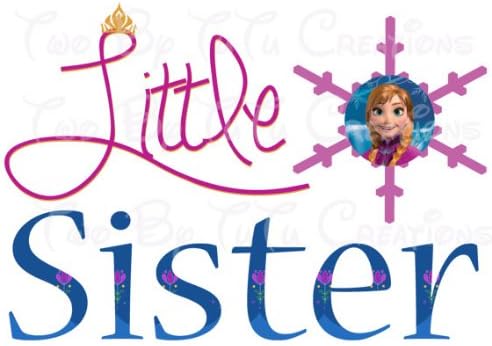 Frozen Custom Big Sister or Little Sister Custom Iron on for Tshirt, Bags, Jackets, Pillows, Etc (Little Sis (Anna))
