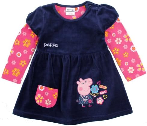 Printed Lovely Peppa Pig Embroidery Tunic Top Autumn/Spring Baby Girl Corduroy Dress