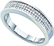 Mens Comfort Fit 10k White Gold Micro Pave Diamond Wedding Band With Lip Size 10