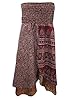 Vintage Sari Boho Beach Dress Maroon Floral Printed Bandeau Maxi Skirt for Womans