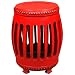 EXP Handmade 20" Barrel-Shaped Red Wood Standing Accent / End Table With Carved Open Body