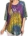 Sakkas Ellesa Ombre Tie Dye Circle Poncho Blouse Shirt Top with Sequin Embroidery
