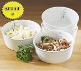 MICROWAVEABLE CERAMIC PORTION CONTROL BOWLS WITH EASY TO READ MEASUREMENTS INSIDE EACH BOWL! (SET OF 4)