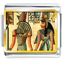 Pugster Golden Italian Charm Bracelet Plated Egyptian- Horus And Nefertiti Photo
