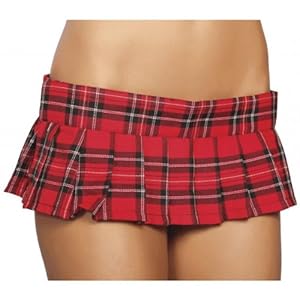Red School Girl Pleated Mini Skirt - SMALL