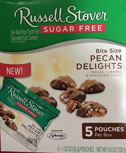 Russell Stover Sugar Free Bit Size Pecan Delights, Pecans, Caramel & Chocolate Candy