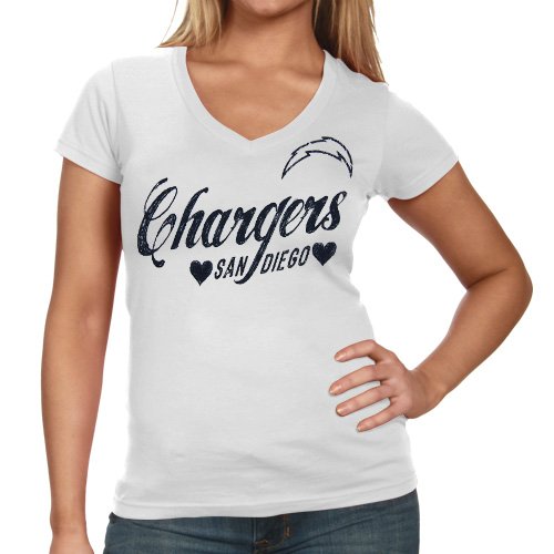 San Diego Chargers Heart Script Baby Jersey T-Shirt - White (Small)