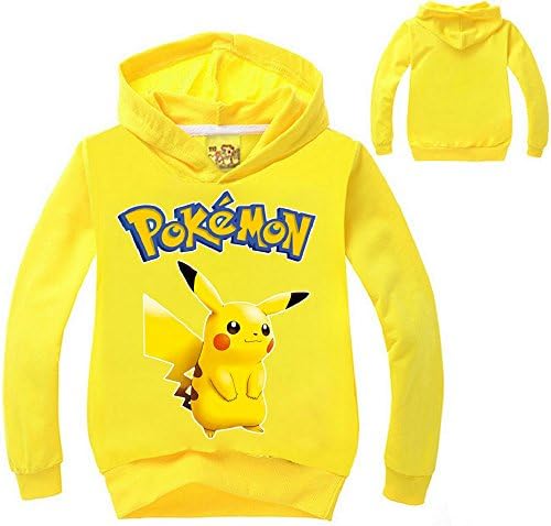 Kids Boys Girls Unisex Pokemon Hoodies Sweatershirts Christmas Gift (7T, Yellow)