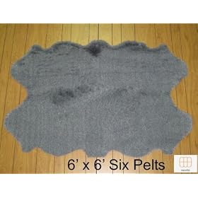Faux Sheepskin Fur Pelt 6' x 6' (GREY)
