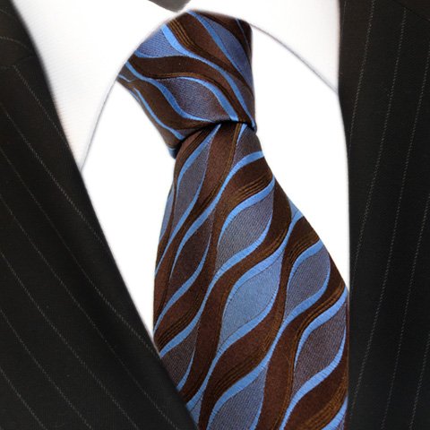 Designer Krawatte 100% Seide braun blau gemustert 