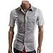 Doublju Mens Casual Two Tone Color Short Sleeve Shirts (AJ18)
