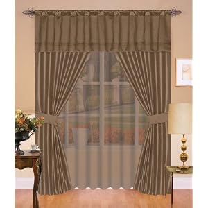 Metrotown Curtain Set w/Valance/Drape/Tiebacks Platinum