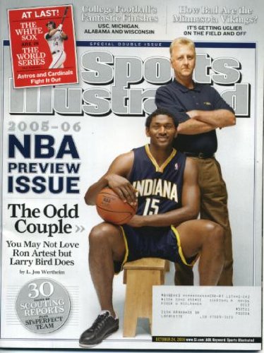 Sports Illustrated October 24, 2005 Ron Artest & Larry Bird/Indiana Pacers, NBA Preview, Chicago White Sox to the World Series, #1 USC Beats Notre Dame