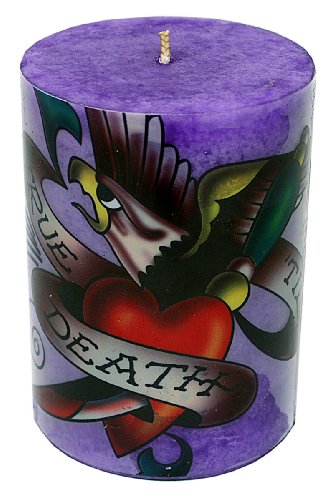 Ed Hardy Candle 3 by 4  Scented Mottled Pillars, True Till Death