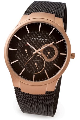Skagen Men's 809XLTRB Titanium Collection Multifunction Black Mesh Titanium Watch
