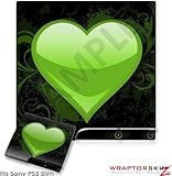 Sony PS3 Slim Skin - Glass Heart Grunge Green