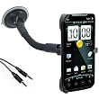 HTC Evo 4g Car Mount with Flexible Gooseneck - Vertical and Horizontal View + 3.5mm Aux Cable