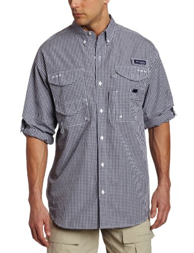 Columbia Mens Super Bonehead Classic Long Sleeve Shirt (Small, Firefly/Multicolor Gingham)