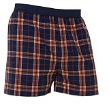Orange and Navy Blue Tartan Plaid Check Cotton Flannel Plaid check boxers boxer shorts available in 5 adult sizes exposed waist false fly by 