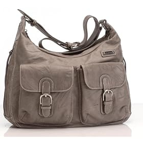 Emily Leather Diaper Bag in Taupe
