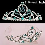 15th Birthday Ocean Blue Swarovski Crystal Prom Crown Tiara T59