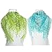 Minejin Women Hollow Lace Tassel Sheer Burntout Floral Print Triangle Mantilla Scarf Shawl 2Pack (Light Green&Light Blue)