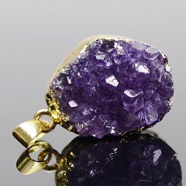 A-TT-121 High Fashion Purple Crystal Natural Druzy Drusy Amethyst Pendant Necklace for Women Gem Bijouterie Eco-Friendly