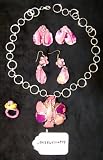 Polymer Clay Custom Jewelry Purple 3 Piece Set with Necklace, Earrings and Ring