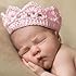 Foxnovo Cute Newborn Infant Baby Girl Boy Handmade Crochet Knit Crown Hat Photograph Prop (New Pink)
