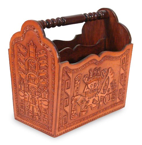 Leather magazine rack Inca Mailman