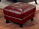 Red Bicast Leather Contemporary Design Ottoman
