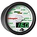 MaxTow Double Vision 280 F Water Coolant Temperature Gauge Kit - Includes Electronic Sensor - White Gauge Face - Green LED Illuminated Dial - Analog & Digital Readouts - for Trucks - 2-1/16