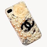 iPhone 4/4s　ケース　カバー ブランドロゴ シャネル パール キラキラ　デコ電　ビーズ ラインストーン 　オリジナル 0350 アイフォン シャネル