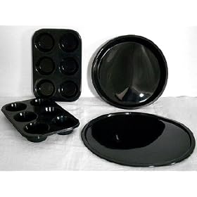 WellBake� Silicone Bakeware Professional 4 Piece Chef's Starter Set: 2 x 6 Cup Muffin Pans, 1 x 10" Cake Mould Dish and 1 x Round Non-Stick Baking Mat (30cm).  Heavy Duty Non-Stick Silicone + 10 Year Guarantee