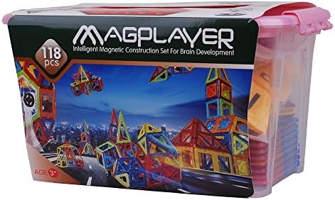 MAG-PLAYER Building Block Magnetic Toys, 118 Pcs Stacking Set Designer Creativity Theme Kit, Preschool Skills Educational Game Construction Stacking Sets