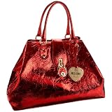 Moschino Crackle A747 Satchel Red Leather Handbag