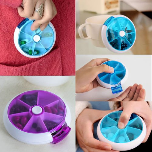 1pcs Travel 7 Compartment Pill Box Medicine Tablet Holder Organizer Dispenser Case