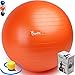 Exercise Ball, LuxFit Premium EXTRA THICK Yoga Ball '2 Year Warranty' - Swiss Ball Includes Foot Pump. Anti-Burst - Slip Resistant! 45cm, 55cm, 65cm, 75cm, 85cm Size Fitness Balls (Orange, 75cm)
