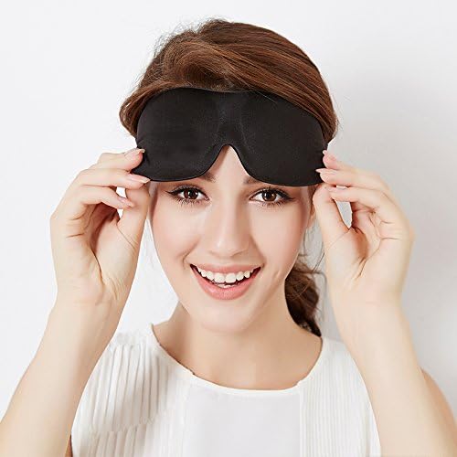 Molliccer Super Soft Material &amp; Comfortable Contoured Sleep Mask - Includes Cloth Carry Pouch and Ear Plugs - For Travel, Shift Work &amp; Meditation Relaxation (Black)
