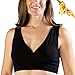 Extra Soft Organic Cotton Wireless Nursing & Maternity Sleep Bra (Black, Large)