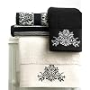 Bianca "Black and White" Hand Towel, 16" x 28" Embroidery Black