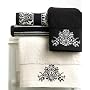 Bianca "Black and White" Hand Towel, 16" x 28" Embroidery Black