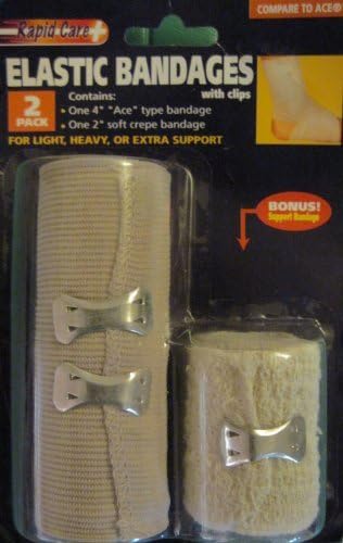 Rapid Care Elastic Bandages with Clips 2 Pack by Rapid Care