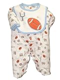 Little Me Baby Boy Football or Airplane Printed Footies Football 6 months