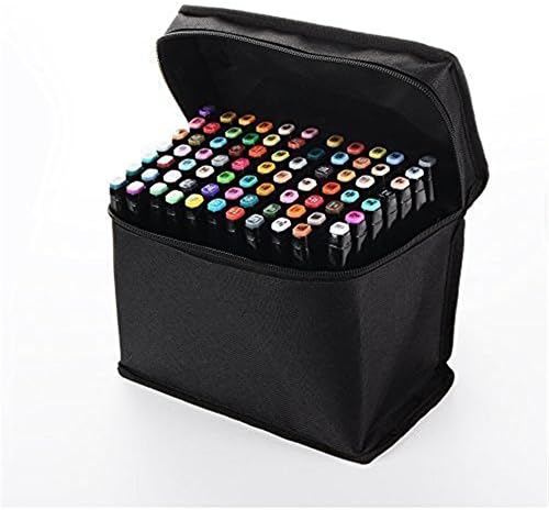 80 Different Colors Art Sketch Permanent Colored Marker Set, Broad Fine Twin Tips, Touch Five Alcohol Graphic Coloring Marker Pens( Architectural Design,black rod)