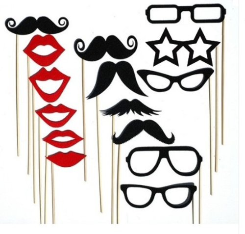 Set of 15 Funny Mustache On A Stick Wedding Birthday Party Costume Photo Booth Props Photobooth